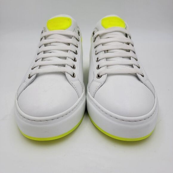 MCM Women's $520 White Neon Yellow Visetos Low Top Sneakers Shoes US 8.5 EU 39 - Picture 2 of 15